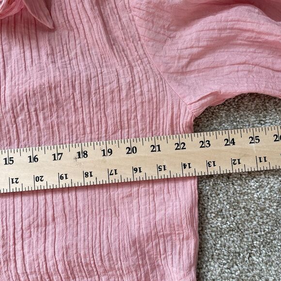 Zara Pink Coquette Button Down Shirt Twisted Cut Out Back Oversized Size Medium - Picture 11 of 12